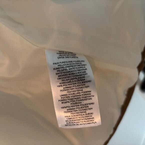 😊Ralph Lauren Sherpa Jacket Wm Sz M Cream Tan Trim Quilted Faux Shearling NEW - Picture 9 of 9